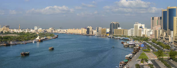 Panoramic View of Dubai Creek, United Arab Emirates
