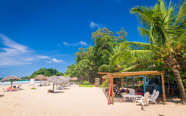Beach bar at the beautifuk Red Frog Beach, Bocas del Toro, Panama
