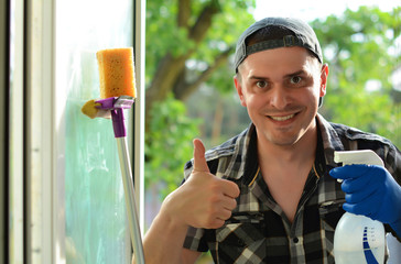 Window washer. Professional cleaning company.