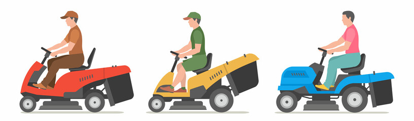 Fototapeta premium Man on tractor lawnmower