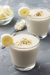  Banana oatmeal coconut milk smoothie. 