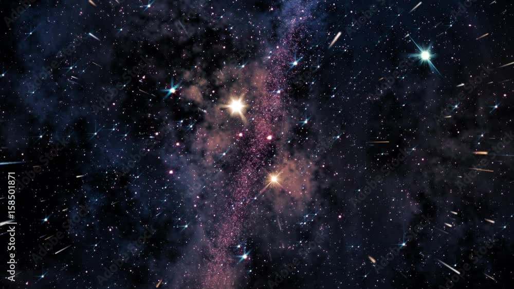 Poster space 2245: flying through star fields in deep space (loop).