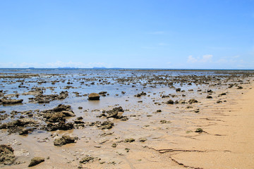 Travel to Island Koh Lanta, Thailand. The coast of sea view at low tide.