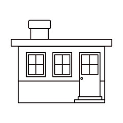 monochrome silhouette small house facade with chimney vector illustration
