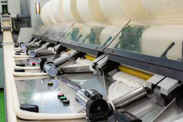 Industrial textile factory, Machinery and equipment in a spinning production company 