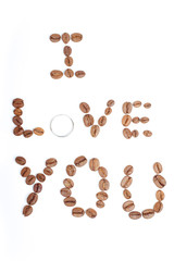 I love you coffee bean Text