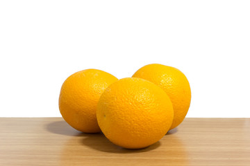 orange on desk white background