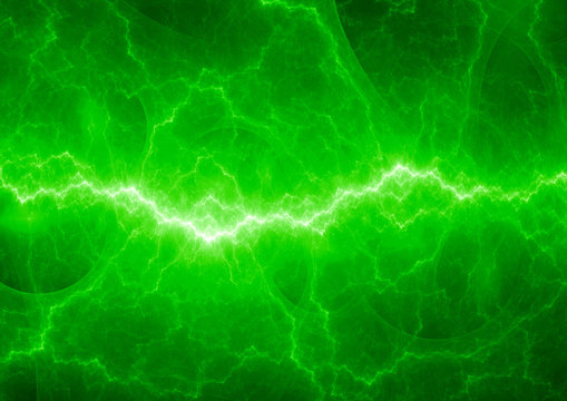Green fractal lightning, electric background