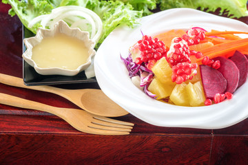Salad of fresh fruits and vegetables for eating healthy, Food for dieting