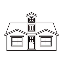 monochrome silhouette facade house with attic vector illustration