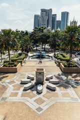 Outside garden of the National Mosque - Masjid Negara Mosque in Kuala Lumpur, Malaysia.