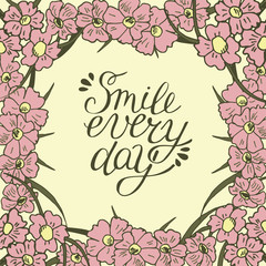 Greeting card with lettering Smile every day.