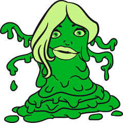frau weiblich girl mädchen schleim klebrig ekelig horror halloween schleimer matschig glibber komisch lustig monster klein frech böse horror comic cartoon