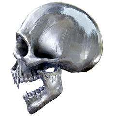 The vampire metal skull on white background. 3d rendering.