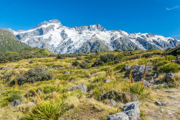 High mountains in Mount Cook National Park, New Zealand