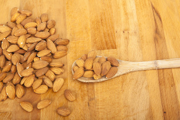 Peeled almonds closeup