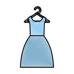 female suit hanging in hook vector illustration design