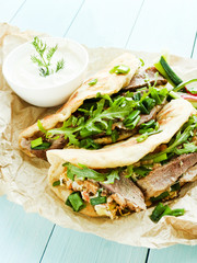Pitas with duck
