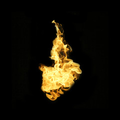 Fototapeta premium Fire flames collection isolated on black background