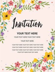 Anniversary Party Invitation Card Template. Colorful Floral Illustration Vector Design