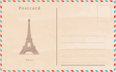 Vintage postcard. Vector design. Capitals of the world. Paris