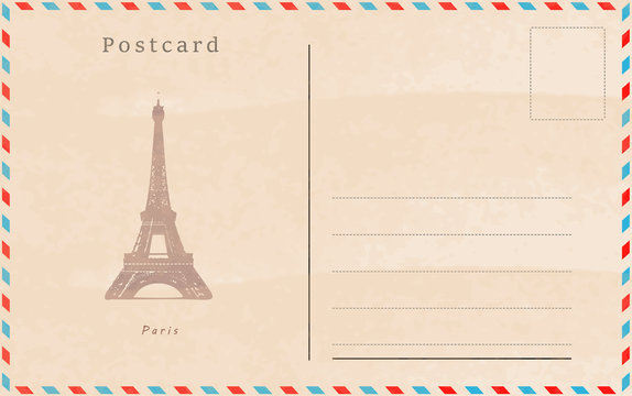 Vintage postcard. Vector design. Capitals of the world. Paris
