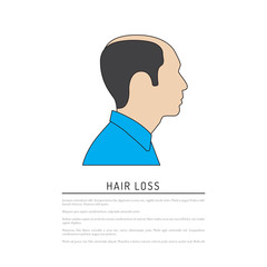 Profile of bald men painted in a flat style, isolated on white background vector.