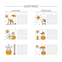 Obraz na płótnie Canvas Vector banner with place for text on the subject of sunstroke, symptoms and protection