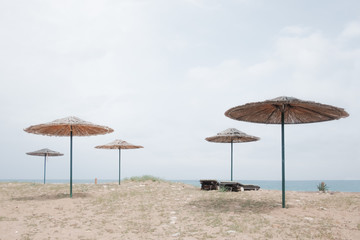 Sunshade umbrella on sea beach