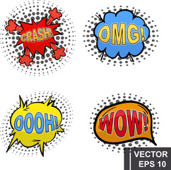 Set of cartoon clouds. Icon isolated on white background.