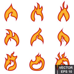 Flame. fire flat style. Smoke. Bonfire. For your design.