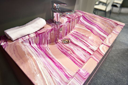 Beautiful Pink Ceramic Bathroom Sink With Patterns In Shop