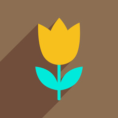 flat icon with long shadow tulip blooms