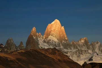 Wall murals Fitz Roy Fitz Roy and Cerro Torre mountainline at sunrise, Los Glaciares National Park, El Challten, Patagonia, Argentina
