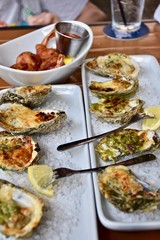 Oysters Rockefeller on a half shell