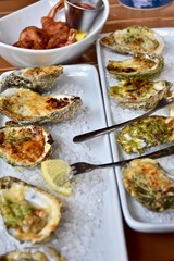 Oysters Rockefeller on a half shell