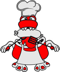essen hunger lecker wurst würstchen grillen fleisch bbq koch kochen chef schürze topf komisch lustig monster klein frech böse horror comic cartoon