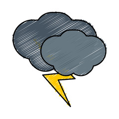 clouds and bolt icon over white background vector illustration