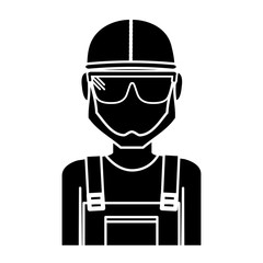 construction worker with safety goggles and helemt icon over white background vector illustration