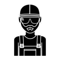construction worker with safety goggles and helemt icon over white background vector illustration