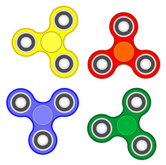 Fidget spinner stress relieving toy set vector eps 10