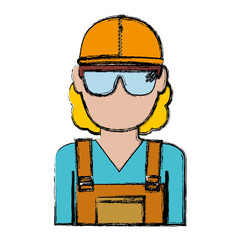 construction worker with safety goggles and helemt icon over white background colorful design vector illustration
