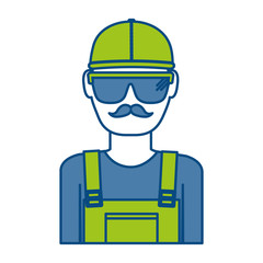 construction worker with safety goggles and helemt icon over white background colorful design vector illustration