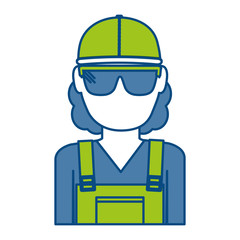 construction worker with safety goggles and helemt icon over white background colorful design vector illustration