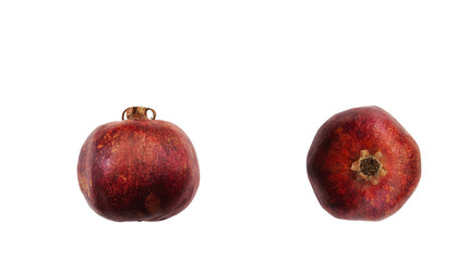 Red garnet side view and top view isolated on white background