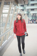 Young beautiful caucasian brown hair woman