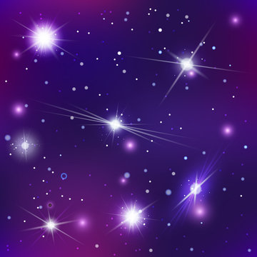 Bright stars and constellations in night sky seamless pattern © EvgeniyBobrov