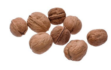 A lot of walnut isolated on white background