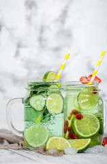 Summer drink with cucumber and lime