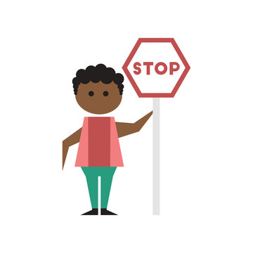 Flat web icon on white background stop racism  